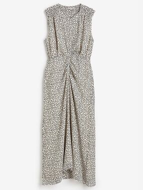 H&M Cream Midi Dress with Black Polka Dots Size L